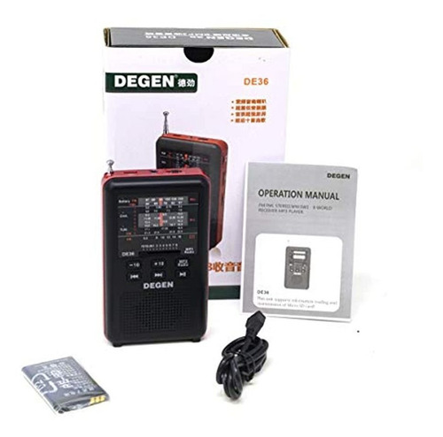 Imagen 7 de 7 de Radio Degen De36 am Fm Onda Corta Sd Mp3 Recargable §