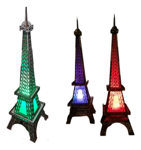 5 Torres Eiffel 38 Cm Madera Con Luz Led Color 