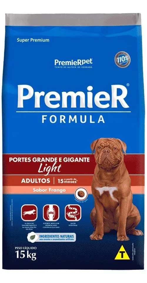 Ração Premier Cães Adultos Grandes Formula Light Frango 15KG