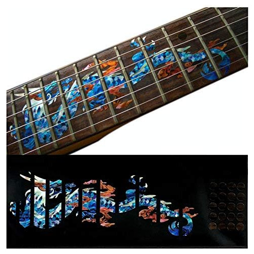 Pegatina De Incrustación De Guitarra Azul De Abulón D...