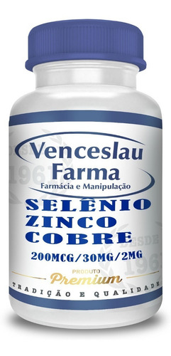 Selenio Quelato (200mcg) + Zinco 30mg+cobre 2mg Com 120 Caps