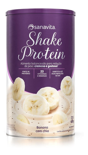 Shake Protein Sanavita 450g Banana C/ Chia - Redução De Peso