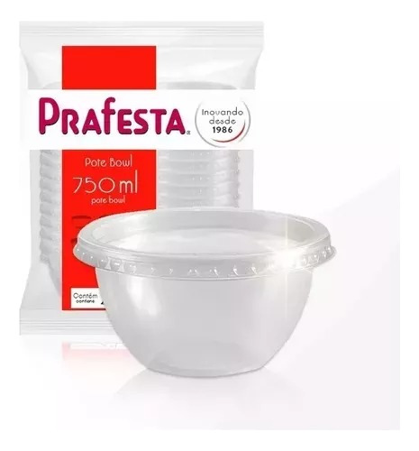 Pote Bowl Descartável P Freezer E Microondas 750ml 40un Cor Cristal