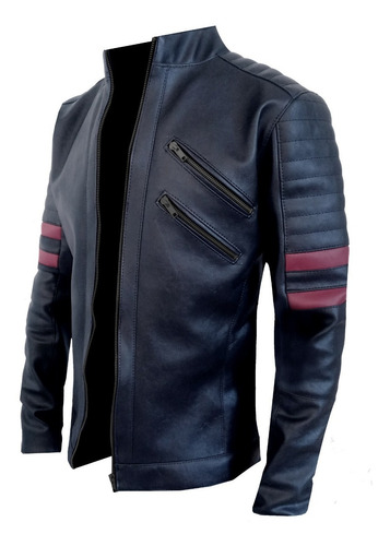 Imagen 2 de 6 de Campera Kill Line Cuero Eco Hombre / Cierres Negros