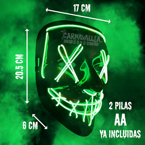 Máscara La Purga Luz Led Verde Limon Halloween The Purge