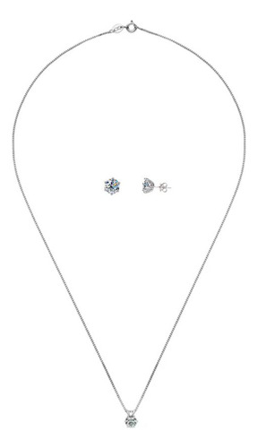 Conjunto Joyas De Plata 925 Aros Collar Moissanita Vvs1 2ct