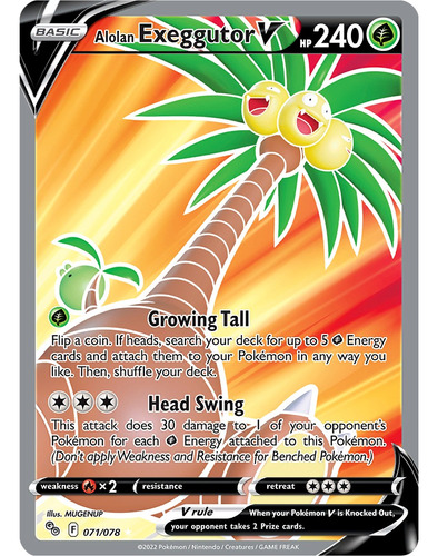 Cartas Pokemon Alolan Exeggutor V 071/078 Full Art Go Pgo