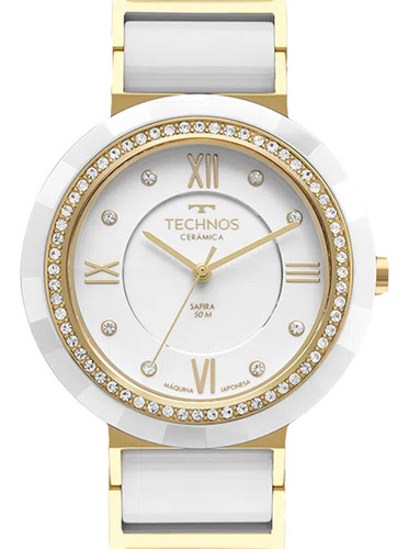 Relógio Technos Feminino Ceramic Saphire Branco E Dourado Cor da correia Branco com Dourado Cor do bisel Branco com Dourado