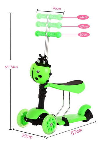 Patin Multifuncional 2 En 1 Para Niños, Catarina Hasta 75 Cm