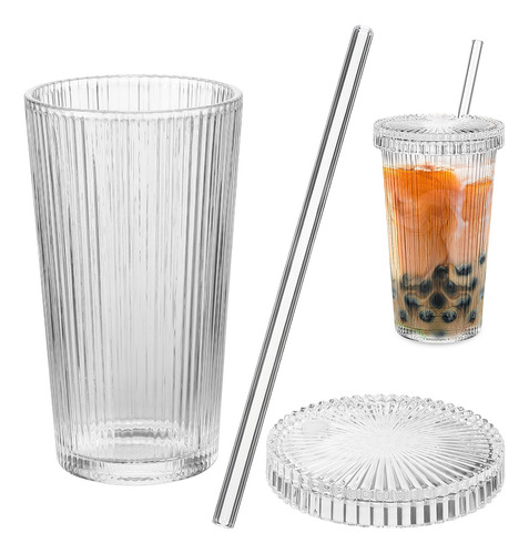 Vaso De Vidrio Con Rayas Verticales, Vaso Portátil Para Bebe