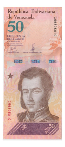 Billete Venezuela 50 Bolívares Enero 2018 C8 Unc