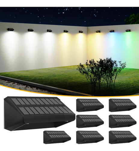 Royana Luces Solares Para Valla Rgb, 8 Colores, Paquete De 8