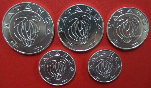 Katanga Set De 5 Monedas Año 2017 Animales Unc Sin Circular