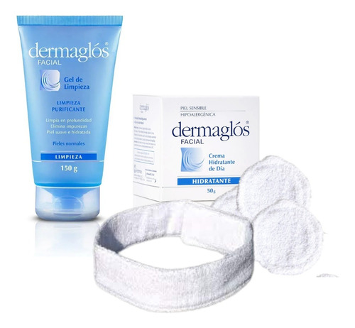 Set Gel De Limpieza+crema Hidr Dermaglos+vincha Y Padstoalla