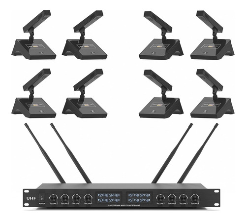 Sistema De Micrófono De Escritorio De 8 Canales Uhf Yt...