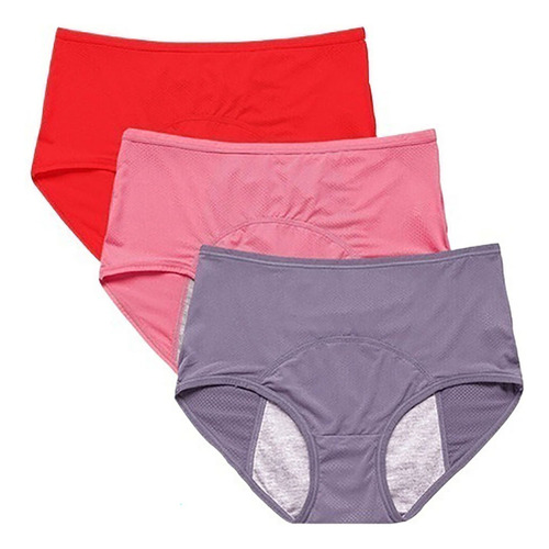 Calzones Menstrual Talla Grande Bragas De Cintura Alta 3pcs