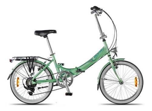 Bicicleta plegable plegable Aurora Folding Aurorita Classic - Retro R20 7v frenos v-brakes cambio Shimano FT30 color verde con pie de apoyo  