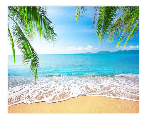 Allenjoy 10x8ft Tropical Summer Backdrop Beach Palm Leaves P