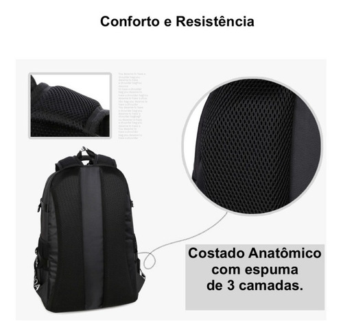 Mochila Escolar Feminina Resistente Para Notebook 15,6 35l Cor Cinza