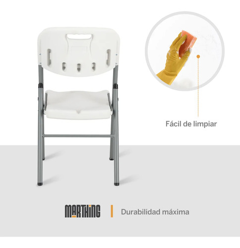 Set 10 Sillas Plegables De Plástico Jardin Fiestas Eventos Blanco Set 10 Sillas De Uso Rudo