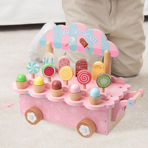 Carrito De De Madera Juego De Mostrador De Juego De Rosa