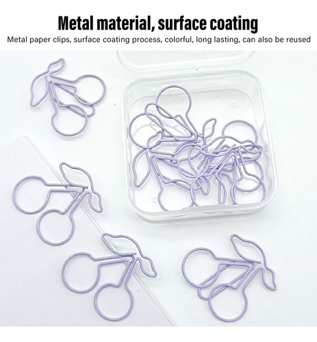 Clip De Papel Con Forma De Cereza, 50 Unidades, Color Morado