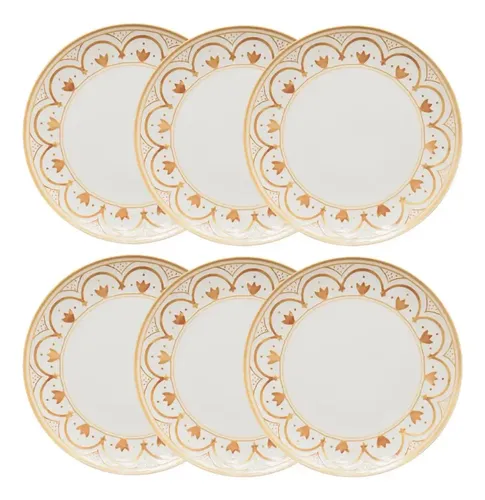 Jogo De 6 Pratos Rasos 26 Cm Oxford Unni Nuray Branco