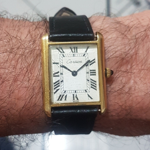 Relógio Cartier Acorda Todo Original Em Plaquer De Ouro Lind