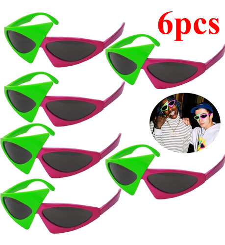 6 Divertidas Gafas De Sol, Color Rosa Y Verde, Para Fiesta D