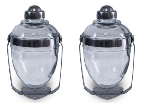 Kit 2 Saboneteira Giratória De Vidro Com Suporte Em Aço Inox