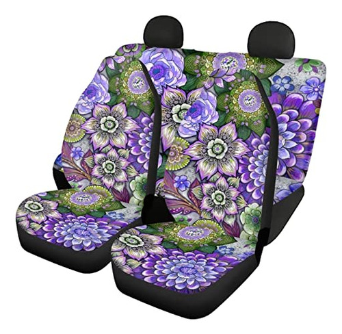 Fkelyi Bright Blossom Print Car Seat Covers Full Set For Veh