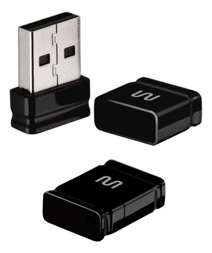 Kit 3 Pendrive Nano Preto 16GB Multilaser Preto
