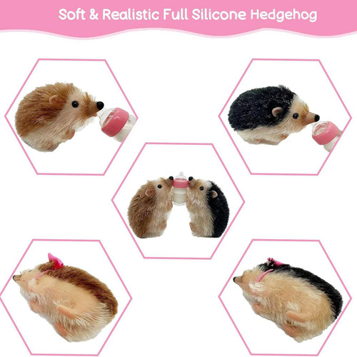 5 '' Reborn Hedgehog Toy Silicona Suave Realista Gris Oscuro
