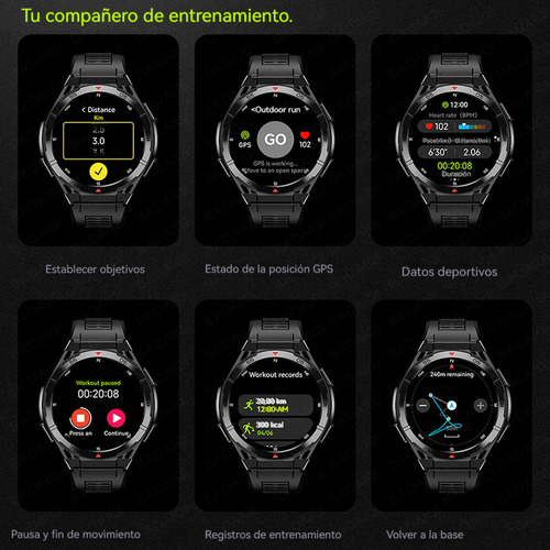 Gps Reloj Inteligente Hombre Brújula Bluetooth Contestar Llamada Amoled Smartwatch Ip69k Impermeable