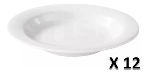 Imagen 1 de 1 de Plato Hondo Melamina Blanco 22,5 Cm Ala Ancha X 12 Unidades