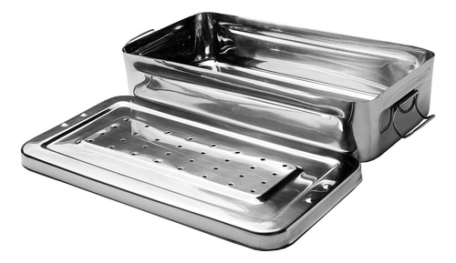 Charola Perforada Con Tapa Para Esterilizar Aashta 37 X 19cm