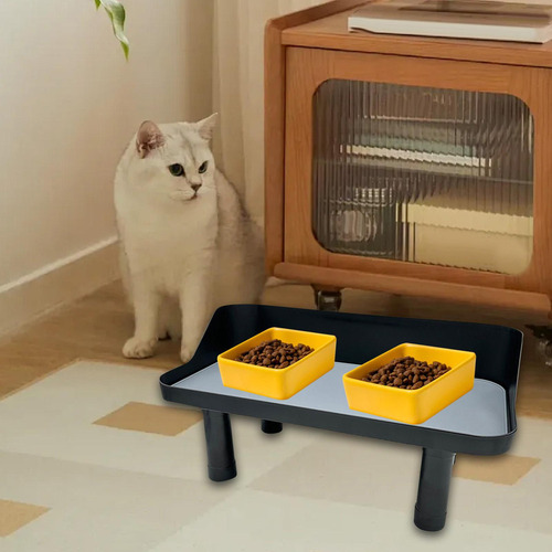 Soporte Para Cuenco Ajustable Para Mascotas, Mesa De Negro