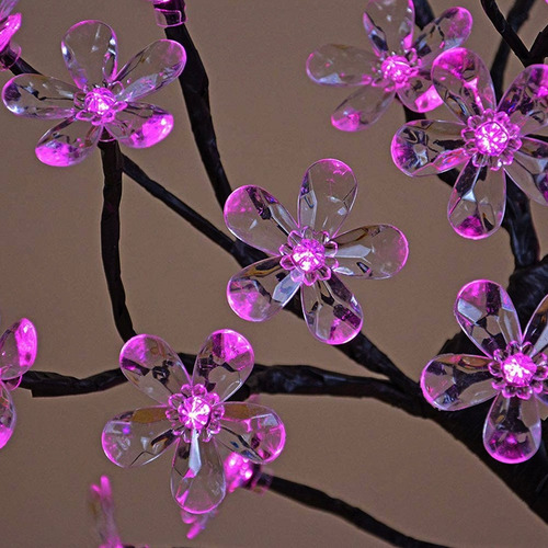 Imagen 7 de 7 de Arbol De Navidad Led Luminoso Bonsai Violeta Flor Cerezo