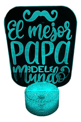 Lámpara 3d El Mejor Papa Base Agrietada + Pilas