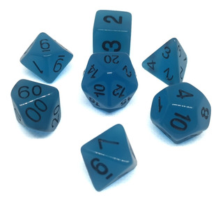 Gem Poly 7 Dados Rpg Conjunto Azul Azul Pathfinder 5e Dungeons Dragons Juego de Rol D&D 