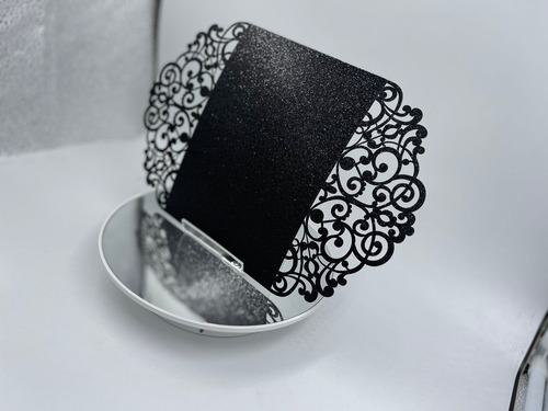 70 Sobresinvitacion Corte Laser Glitter 11x16 Suaje+mariposa Negro