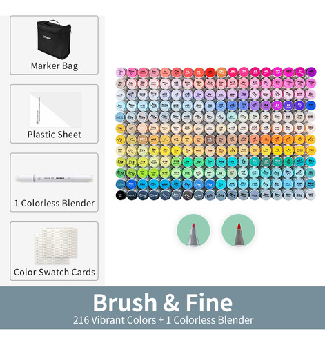 Conjunto De 72 Canetas Ohuhu Color Alcohol Markers Honolulu