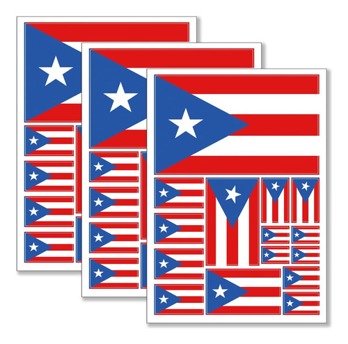 Qqsd Calcomanía De Bandera De Puerto Rico En Varios Tamaños 