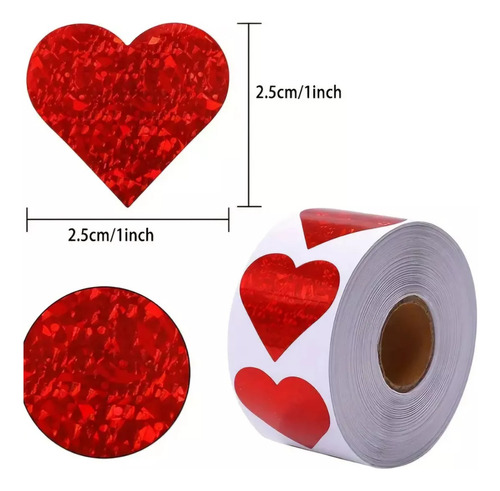 Paquete De 500 Pegatinas Calcomanías De Corazón Rojo 2.5cm