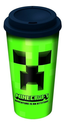 Vaso Cafe Minecraft Con Tapa Silicona 390ml Mi022 Cresko