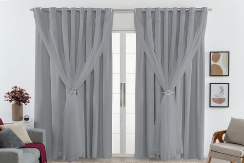 Cortina Pvc Sala Quarto 280 X 200 Blackout Corta Luz 100% Cor Cinza