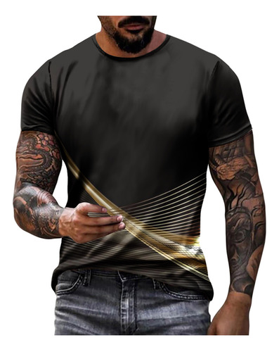 Camisa R Para Hombre Con Estampado Geométrico, Camiseta Gráf