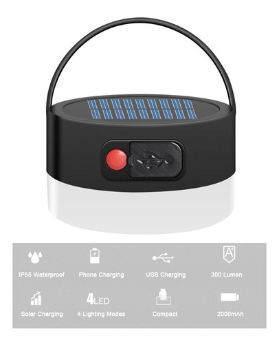 Imagem 7 de 9 de Multifuncional Camping Lanterna Ip55 Impermeável Recarregá