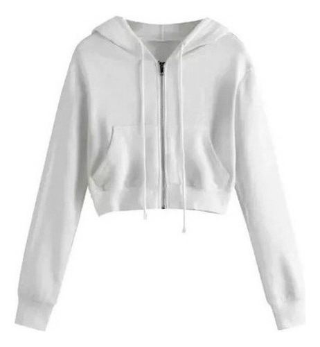 Sudadera Corta De Mujer Con Cremallera Y Capucha