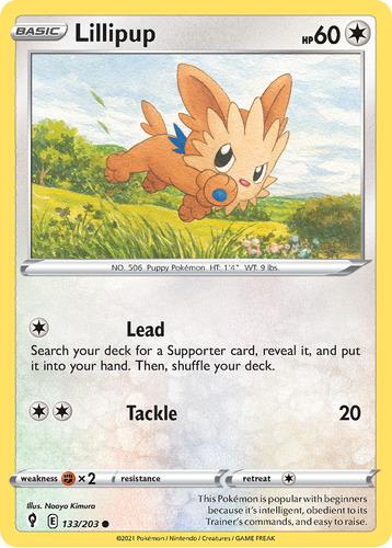 Lillipup 133/203 Carta Pokemon Evolving Skies Sword & Shield